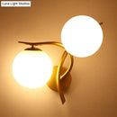 GobekUsa Modern Gold 2-Head Orb Milk Glass Wall Sconce Light Fixture