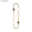 GobekUsa Modern Gold Oblong Sconce Wall Light with 4-Metal Heads and Milky Glass Shade