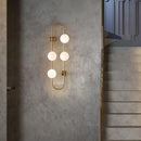 GobekUsa Modern Gold Oblong Sconce Wall Light with 4-Metal Heads and Milky Glass Shade