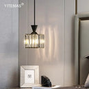 GobekUsa Gold Mini Crystal Pendant Chandelier for Bedroom, Kitchen Island, Hallway - Small Black E27 Lamp
