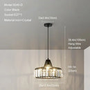 GobekUsa Gold Mini Crystal Pendant Chandelier for Bedroom, Kitchen Island, Hallway - Small Black E27 Lamp