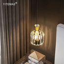 GobekUsa Gold Mini Crystal Pendant Chandelier for Bedroom, Kitchen Island, Hallway - Small Black E27 Lamp
