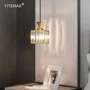 GobekUsa Gold Mini Crystal Pendant Chandelier for Bedroom, Kitchen Island, Hallway - Small Black E27 Lamp
