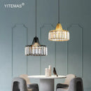 GobekUsa Gold Mini Crystal Pendant Chandelier for Bedroom, Kitchen Island, Hallway - Small Black E27 Lamp