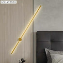 GobekUsa Modern Gold LED Bedside Wall Light Sconce - Minimalist Linear Metal Design (47"/57" Width)