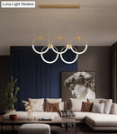 GobekUsa Gold Minimalistic Ring Pendant LED Ceiling Light for Living Room - Acrylic Island Lighting
