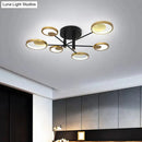 GobekUsa Modern Gold Molecule Ceiling Mount Chandelier with 4/6/8 Heads in Warm/White Light