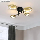 GobekUsa Modern Gold Molecule Ceiling Mount Chandelier with 4/6/8 Heads in Warm/White Light