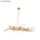 GobekUsa Modern Gold Nest Island Pendant Chandelier with Bird Decor - 3 Head Metal Lighting