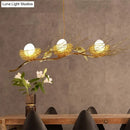GobekUsa Modern Gold Nest Island Pendant Chandelier with Bird Decor - 3 Head Metal Lighting