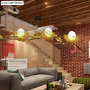 GobekUsa Modern Gold Nest Island Pendant Chandelier with Bird Decor - 3 Head Metal Lighting