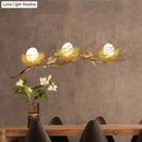 GobekUsa Modern Gold Nest Island Pendant Chandelier with Bird Decor - 3 Head Metal Lighting