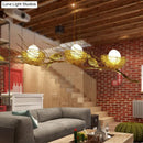 GobekUsa Modern Gold Nest Island Pendant Chandelier with Bird Decor - 3 Head Metal Lighting