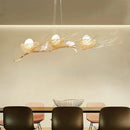 GobekUsa Modern Gold Nest Island Pendant Chandelier with Bird Decor - 3 Head Metal Lighting