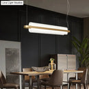 GobekUsa Gold Nordic Linear Island Lamp: Acrylic LED Pendant Light for Dining Room