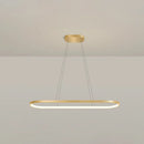 GobekUsa Minimalist LED Gold Plated Pendant Light Fixture for Table - Metal Oblong Design