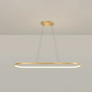 GobekUsa Minimalist LED Gold Plated Pendant Light Fixture for Table - Metal Oblong Design