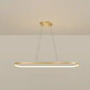 GobekUsa Minimalist LED Gold Plated Pendant Light Fixture for Table - Metal Oblong Design