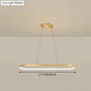 GobekUsa Minimalist LED Gold Plated Pendant Light Fixture for Table - Metal Oblong Design