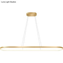 GobekUsa Minimalist LED Gold Plated Pendant Light Fixture for Table - Metal Oblong Design