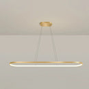 GobekUsa Minimalist LED Gold Plated Pendant Light Fixture for Table - Metal Oblong Design