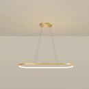 GobekUsa Minimalist LED Gold Plated Pendant Light Fixture for Table - Metal Oblong Design