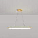 GobekUsa Minimalist LED Gold Plated Pendant Light Fixture for Table - Metal Oblong Design