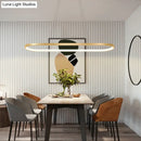 GobekUsa Minimalist LED Gold Plated Pendant Light Fixture for Table - Metal Oblong Design