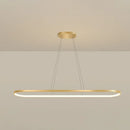 GobekUsa Minimalist LED Gold Plated Pendant Light Fixture for Table - Metal Oblong Design