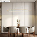 GobekUsa Minimalist LED Gold Plated Pendant Light Fixture for Table - Metal Oblong Design
