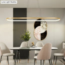 GobekUsa Minimalist LED Gold Plated Pendant Light Fixture for Table - Metal Oblong Design