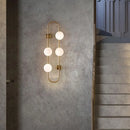GobekUsa Modern Gold Oblong Sconce Wall Light with 4-Metal Heads and Milky Glass Shade
