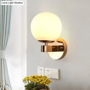 GobekUsa Modern Opal Glass Ball Wall Lamp - Gold Sconce Light for Living Room
