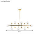 GobekUsa Modern Gold Hotel Linear Chandelier - Opal Glass, 8 Lights, Ceiling Pendant
