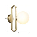 GobekUsa Opal Glass Sphere Sconce Light - Single Light Gold Wall Lighting with Oblong Decor