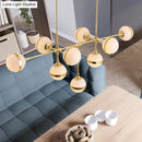 GobekUsa Modern Glass Orb Chandelier with 9-Silver/Gold Finish Heads - Perfect Island Lighting for Restaurants & Hotels