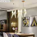 GobekUsa Gold Origami Bird Island Pendant Lamp for Dining Room Decor