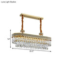 GobekUsa Golden LED Island Chandelier with Modern Oval Clear Crystal Drops - Stylish Ceiling Light