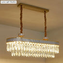 GobekUsa Golden LED Island Chandelier with Modern Oval Clear Crystal Drops - Stylish Ceiling Light