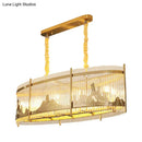 GobekUsa Modern Oval Crystal Rod Island Pendant Lamp with Gold Carved Mountain Pattern