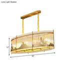 GobekUsa Modern Oval Crystal Rod Island Pendant Lamp with Gold Carved Mountain Pattern