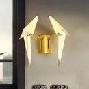 GobekUsa 1/2-Light Dining Room Sconce with Birdie Plastic Shade: Modernist White Wall Lamp in Warm/White Light