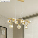 GobekUsa Nordic Style Gold Pendant Light with Clear/Cognac Glass - Bubble Island Lighting, 9 Lights