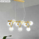 GobekUsa Nordic Style Gold Pendant Light with Clear/Cognac Glass - Bubble Island Lighting, 9 Lights