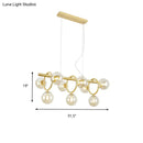 GobekUsa Nordic Style Gold Pendant Light with Clear/Cognac Glass - Bubble Island Lighting, 9 Lights