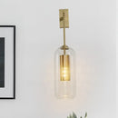 GobekUsa Modern 1-Head Gold Wall Mount Light for Bedside - Clear Glass Capsule Sconce Fixture