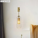 GobekUsa Modern 1-Head Gold Wall Mount Light for Bedside - Clear Glass Capsule Sconce Fixture