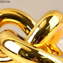 GobekUsa Gold-plated Knot Ornaments: Modern Geometric Resin Desk Decor & Room Craft