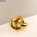 GobekUsa Gold-plated Knot Ornaments: Modern Geometric Resin Desk Decor & Room Craft