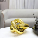GobekUsa Gold-plated Knot Ornaments: Modern Geometric Resin Desk Decor & Room Craft